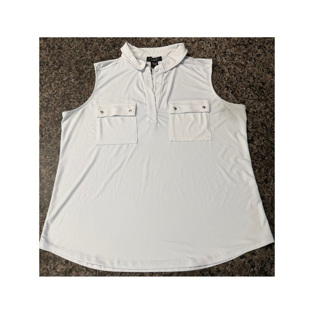 Grace The Perfect Fit Womens Large Light Blue Sleeveless‎ Polo Utility Shirt Top